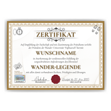 Laden Sie das Bild in den Galerie-Viewer, Lustiges Wanderer Geschenk personalisiert Geburtstag Poster Zertifikat Wandern Geschenkidee für Wanderer