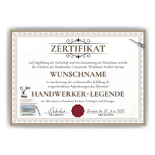 Laden Sie das Bild in den Galerie-Viewer, Lustiges Handwerker Geschenk personalisiert Geburtstag Männer Handwerk Poster Zertifikat Papa Opa Geschenkidee für Handwerker