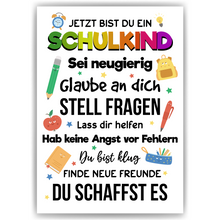 Laden Sie das Bild in den Galerie-Viewer, Schulkind Karte Einschulung Glückwunschkarte Schulanfang Erster Schultag