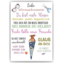 Laden Sie das Bild in den Galerie-Viewer, Personalisiertes Geschenk zur Einschulung Mädchen Schulanfang Schultüte