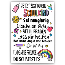 Laden Sie das Bild in den Galerie-Viewer, Schulkind Karte Einschulung Schulanfang Glückwunschkarte Erster Schultag