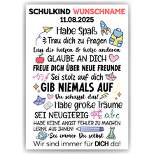 Laden Sie das Bild in den Galerie-Viewer, Personalisiertes Geschenk Schulanfang Affirmation Schultüte Einschulung