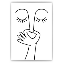 Laden Sie das Bild in den Galerie-Viewer, Line Art Gesicht Poster Minimalistische Wandkunst Schwarz Weiß Modern