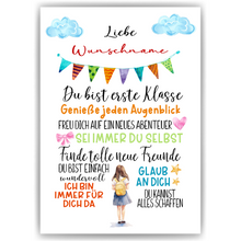 Laden Sie das Bild in den Galerie-Viewer, Personalisiertes Geschenk zur Einschulung Mädchen Schulanfang Schultüte
