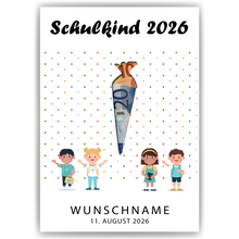 Laden Sie das Bild in den Galerie-Viewer, Geldgeschenk Einschulung Personalisiert Karte Schulanfang Schultüte