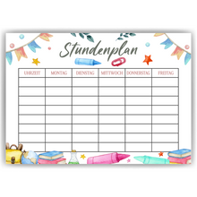 Laden Sie das Bild in den Galerie-Viewer, Schulkind Stundenplan Grundschule Einschulung Geschenk zum Schulanfang Schulkind