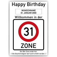 Laden Sie das Bild in den Galerie-Viewer, 31. Geburtstag Geschenk personalisiert Verkehrszeichen Deko Geburtstagsgeschenk Happy Birthday Geburtstagskarte