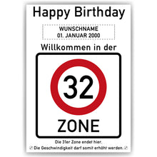 Laden Sie das Bild in den Galerie-Viewer, 32. Geburtstag Geschenk personalisiert Verkehrszeichen Deko Geburtstagsgeschenk Happy Birthday Geburtstagskarte