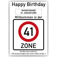 Laden Sie das Bild in den Galerie-Viewer, 41. Geburtstag Geschenk personalisiert Verkehrszeichen Deko Geburtstagsgeschenk Happy Birthday Geburtstagskarte