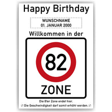 Laden Sie das Bild in den Galerie-Viewer, 82. Geburtstag Geschenk personalisiert Verkehrszeichen Deko Geburtstagsgeschenk Happy Birthday Geburtstagskarte