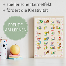 Laden Sie das Bild in den Galerie-Viewer, Kinderposter Tiere ABC Lernposter Kinderzimmer Wandbild Kindergarten Grundschule Alphabet Lernhilfe für Kinder