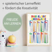 Laden Sie das Bild in den Galerie-Viewer, Einmaleins Kinderposter 1x1 Lernposter Mathematik Kinderzimmer Wandbild Kindergarten Grundschule Lernhilfe für Kinder