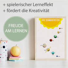Laden Sie das Bild in den Galerie-Viewer, Kinderposter Sonnensystem Lernposter Kinderzimmer Wandbild Kindergarten Grundschule Lernhilfe für Kinder