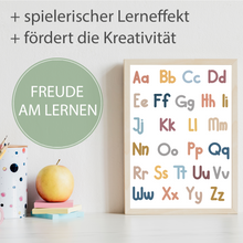Laden Sie das Bild in den Galerie-Viewer, ABC Kinderposter 2er Set Alphabet Lernposter Buchstaben & Zahlen | Kinderzimmer Wandbilder Kindergarten Grundschule Kinder Lernhilfe Poster