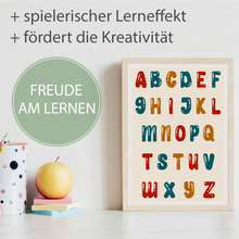 Laden Sie das Bild in den Galerie-Viewer, Alphabet Kinderposter ABC Lernposter Kinderzimmer Wandbild Kindergarten Grundschule Lernhilfe für Kinder