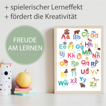Laden Sie das Bild in den Galerie-Viewer, Kinderposter Tiere ABC Lernposter Kinderzimmer Wandbild Einschulung Kindergarten Grundschule Alphabet Lernhilfe für Kinder