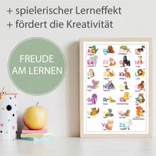 Laden Sie das Bild in den Galerie-Viewer, Kinderposter 2er Set Tier ABC, Zahlen Lernposter Kinderzimmer Wandbilder Kindergarten Grundschule Alphabet Lernhilfe für Kinder