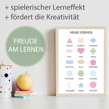 Laden Sie das Bild in den Galerie-Viewer, Kinderposter Geometrie Formen Lernposter Kinderzimmer Wandbild Einschulung Kindergarten Grundschule Lernhilfe für Kinder