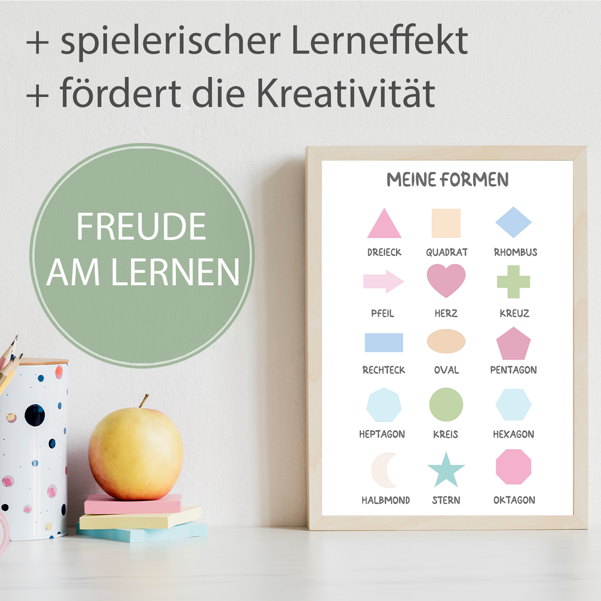 Kinderposter Geometrie Formen Lernposter Kinderzimmer Wandbild Einschu