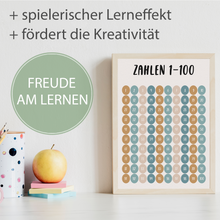 Laden Sie das Bild in den Galerie-Viewer, Zahlen von 1-100 Kinderposter Lernposter Kinderzimmer Wandbild Kindergarten Grundschule Lernhilfe für Kinder