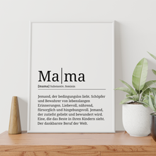 Laden Sie das Bild in den Galerie-Viewer, Mama Poster Definition - Muttertag Geschenk Wandbild Wohnzimmer Wanddeko