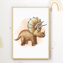 Laden Sie das Bild in den Galerie-Viewer, Dinosaurier 4er Set Bilder Kinderzimmer Dino Deko DIN A4 Poster Babyzimmer Wandbilder