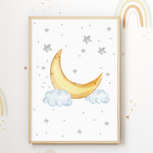 Laden Sie das Bild in den Galerie-Viewer, We Love You to the Moon and Back - 3er Set Bilder Kinderzimmer Deko DIN A4 Poster Babyzimmer Wandbilder