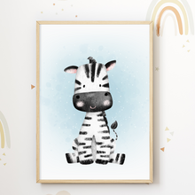 Laden Sie das Bild in den Galerie-Viewer, Safari Tiere 3er Set Bilder Zebra Elefant Giraffe Kinderzimmer Deko DIN A4 Poster Babyzimmer Wandbilder