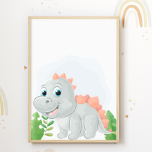 Laden Sie das Bild in den Galerie-Viewer, Dinosaurier 3er Set Bilder Baby Dinos Kinderzimmer Deko DIN A4 Poster Babyzimmer Wandbilder