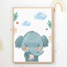 Laden Sie das Bild in den Galerie-Viewer, Safari Tiere 3er Set Bilder Löwe Tiger Elefant Kinderzimmer Deko DIN A4 Poster Babyzimmer Wandbilder