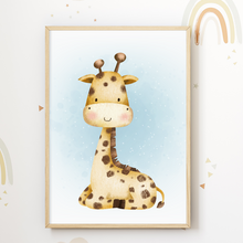 Laden Sie das Bild in den Galerie-Viewer, Safari Tiere 3er Set Bilder Zebra Elefant Giraffe Kinderzimmer Deko DIN A4 Poster Babyzimmer Wandbilder