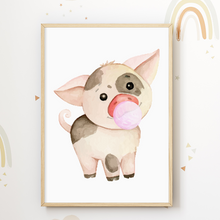 Laden Sie das Bild in den Galerie-Viewer, Tiere Bauernhof 4er Set Bilder Schaf Küken Hase Schwein Kinderzimmer Deko DIN A4 Poster Babyzimmer Wandbilder