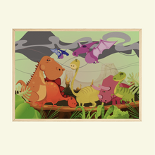 Laden Sie das Bild in den Galerie-Viewer, Dino Bild DIN A4 Kinderzimmer Dinosaurier Wandbild Babyzimmer Poster Dekoration