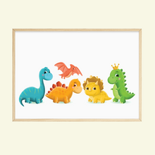 Laden Sie das Bild in den Galerie-Viewer, Dinosaurier Bild DIN A4 Kinderzimmer Poster Babyzimmer Wandbild Dekoration