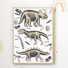 Laden Sie das Bild in den Galerie-Viewer, Dinosaurier Skelette Bild DIN A4 Kinderzimmer Wandbild Babyzimmer Poster Dekoration