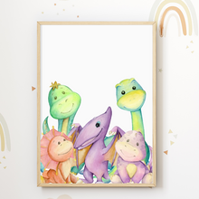 Laden Sie das Bild in den Galerie-Viewer, Dinosaurier Bild Kinderzimmer Dino Deko DIN A4 Poster Babyzimmer Wandbild
