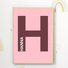 Laden Sie das Bild in den Galerie-Viewer, Personalisiertes Wandbild | Buchstabe Name Mädchen Kinderzimmer Babyposter Kinderposter Geschenk