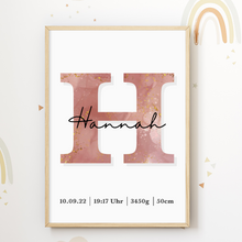Laden Sie das Bild in den Galerie-Viewer, Geburtsposter personalisiert | Geschenk zur Geburt Babyposter | Kinderzimmer Babygeschenk