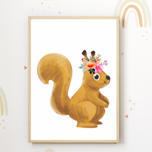 Laden Sie das Bild in den Galerie-Viewer, Eichhörnchen Bild DIN A4 Kinderzimmer Wandbild Deko Babyzimmer Poster