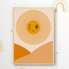 Laden Sie das Bild in den Galerie-Viewer, Sonne Boho Bild DIN A4 Kinderzimmer Wandbild Babyzimmer Poster Dekoration
