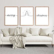Laden Sie das Bild in den Galerie-Viewer, Weihnachten Poster 3er Set – Merry Christmas Wandbild Weihnachtsbaum Motiv Schlafzimmer Wohnzimmer Küche Flur Zuhause Wanddeko