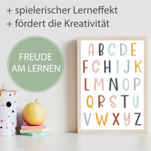 Laden Sie das Bild in den Galerie-Viewer, Kinderposter 4er Set ABC, Zahlen, Monate & Tage Lernposter Alphabet | Kinderzimmer Wandbilder Kindergarten Grundschule Kinder Lernhilfe Poster