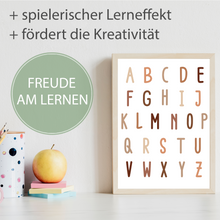 Laden Sie das Bild in den Galerie-Viewer, Englisch Kinderposter 4er Set ABC, Wochentage, Zahlen & Formen Lernposter Kinderzimmer Wandbilder Kindergarten Grundschule