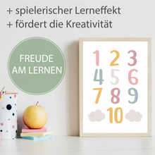 Laden Sie das Bild in den Galerie-Viewer, ABC Zahlen Kinderposter 3er Set Lernposter Alphabet | Kinderzimmer Wandbilder Einschulung Kindergarten Grundschule Lernhilfe für Kinder