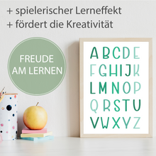 Laden Sie das Bild in den Galerie-Viewer, Alphabet & Zahlen Kinderposter 3er Set Lernposter ABC | Kinderzimmer Wandbilder Einschulung Kindergarten Grundschule Lernhilfe für Kinder