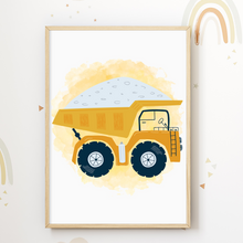 Laden Sie das Bild in den Galerie-Viewer, Baufahrzeuge Baustelle Walze Bagger Bilder 4er Set DIN A4 Kinderzimmer Wandbilder Babyzimmer Poster Dekoration
