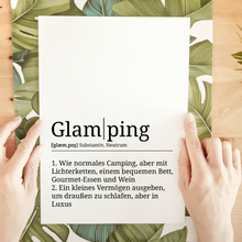 Laden Sie das Bild in den Galerie-Viewer, Glamping Poster Definition Kunstdruck Wandbild Geschenk