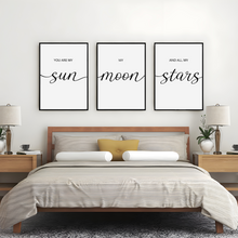 Laden Sie das Bild in den Galerie-Viewer, You are my Sun Moon Stars Kinderzimmer Poster 3er Set – Baby Wandbild Babyzimmer Wanddeko