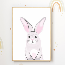 Laden Sie das Bild in den Galerie-Viewer, Niedlicher Hase 2er Set Kinderzimmer Bilder DIN A4 Wandbilder Deko Babyzimmer Poster