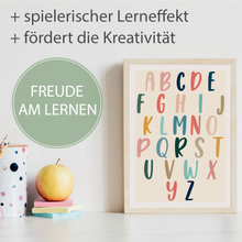 Laden Sie das Bild in den Galerie-Viewer, ABC Kinderposter 2er Set Alphabet Lernposter Buchstaben & Zahlen | Kinderzimmer Wandbilder Kindergarten Grundschule Lernhilfe für Kinder